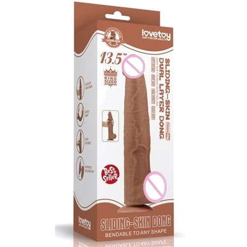 Фаллоимитатор LoveToy Sliding-Skin Dual Layer Dong 13.5" Brown