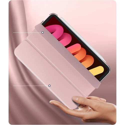 Аксессуар для iPad BeCover Case Book Tri Fold Hard Pink for iPad Mini 7 2024 (712454): Материал искусственная кожа