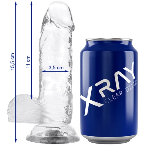 Прозрачный фаллоимитатор с мошонкой XRAY