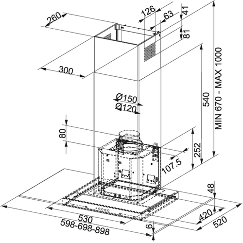 Витяжка Franke FGL 6115 XS (325.0541.075): Тип фільтра повітря Рециркуляція, Відведення