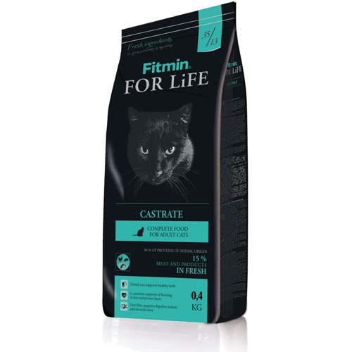 Комплексный корм для взрослых котов Fitmin cat For Life Castrate с избыточным весом или стерилизованных 400 г (ф4927)