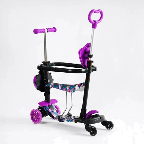 Детский самокат Best Scooter 5в1 с родительской ручкой LS-25855: Количество колес 4