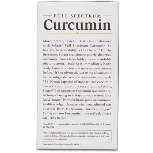 Solgar Full Spectrum Curcumin Солгар Куркумин 30 мягких капсул: Пол Унисекс