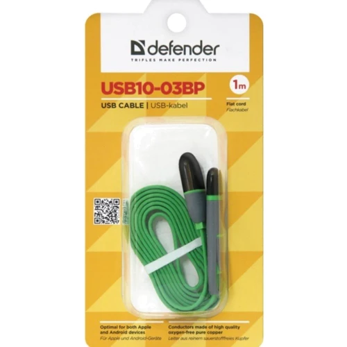 Кабель Defender USB Cable to Lightning/microUSB 1m Green (87489) фото 4