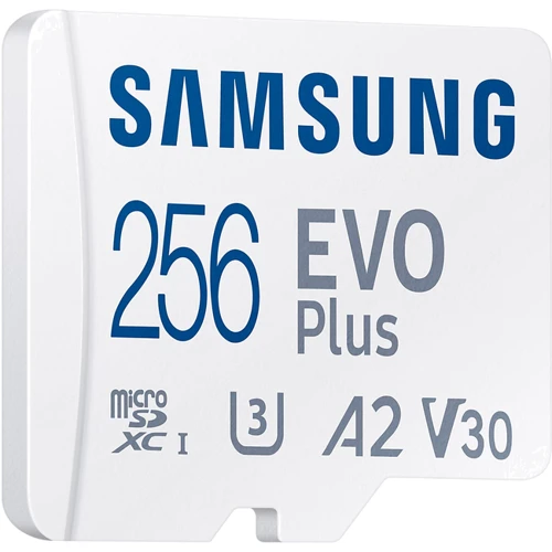 Карта пам'яті Samsung 256GB microSDXC Class 10 UHS-I U3 A2 V30 EVO Plus + адаптер (MB-MC256SA/EU): Обсяг 256 ГБ
