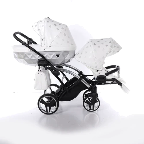 Универсальная коляска для двойни 2 в 1 Junama Glow Duo Slim 03, белый с серебристым (J-G-DUOs-03): Пол ребенка Унисекс