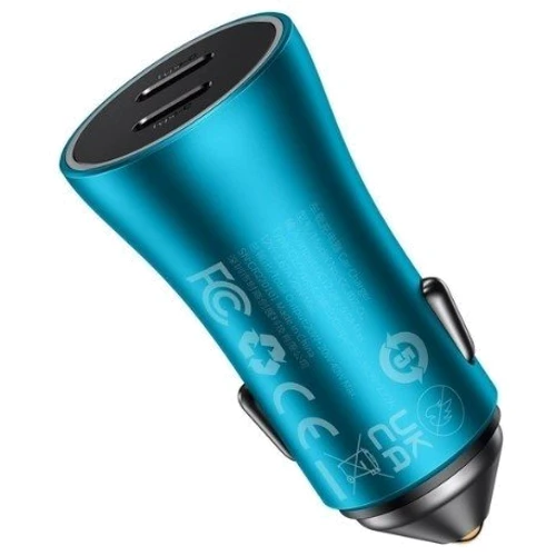 Зарядний пристрій Baseus Car Charger 2х USB-C Golden Contactor Pro 40W Blue (CGJP000003): Кабель в комплекті отсутствует
