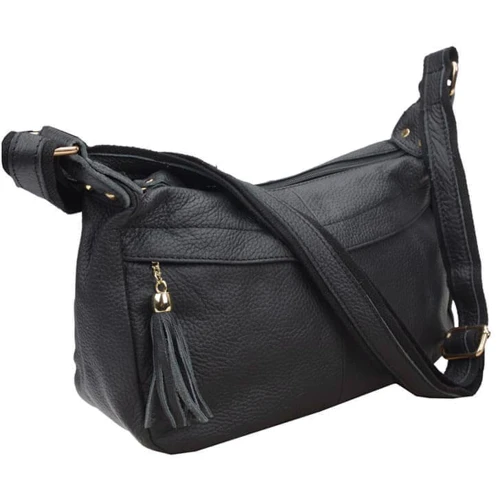 Женская сумка через плечо Borsa Leather черная (1t300-black): Материал Натуральная кожа