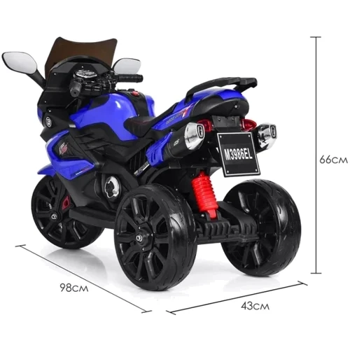 Дитячий електромотоцикл 3 колісний Bambi Racer синій (M 3986EL-4): Вид мотоцикл