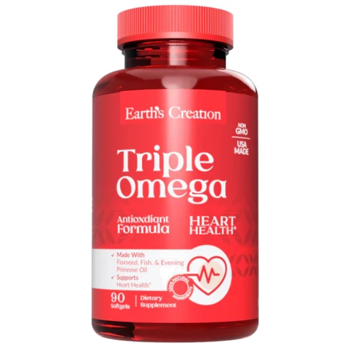 Earth's Creation Triple Omega with Primrose Потрійна омега-3,6,9 з лляним насінням, олією примули вечірньої та риб'ячим жиром 90 капсул