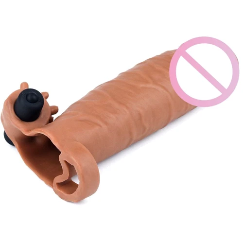 Насадка на член LoveToy Pleasure X-Tender Vibrating Penis Sleeve Add 2" Brown