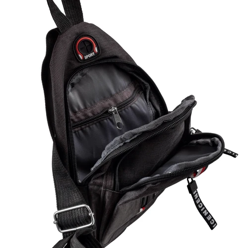 Мужская сумка-слинг Valiria Fashion черная (DETAV105-2): Тип ручки Короткая ручка, Плечевой ремень