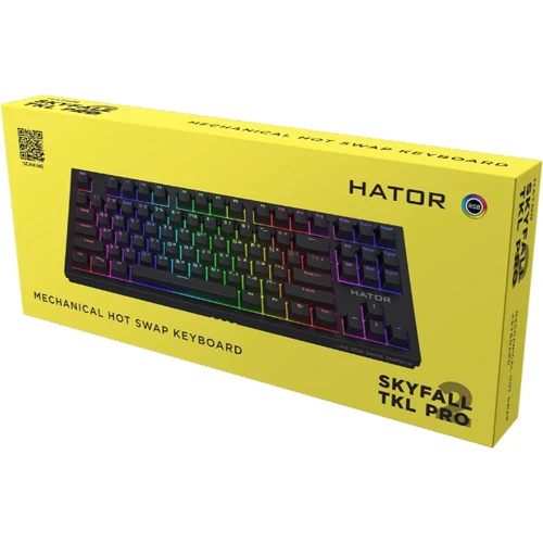 Клавиатура HATOR Skyfall 2 TKL PRO Orange Black (HTK-750): Дополнительно без цифрового блока, подсветка клавиш