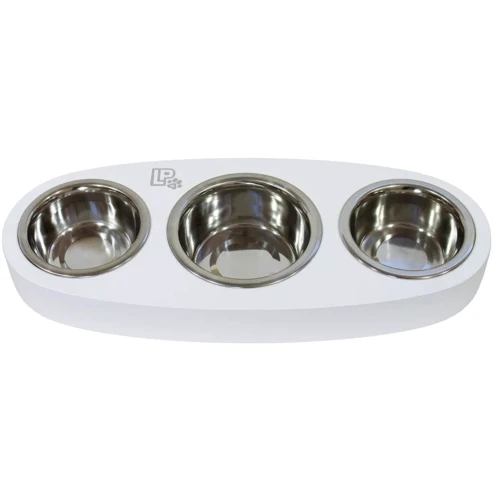 Миски Lucky Pet металические на деревянной подставке линейка Естет 2x0.24л/11.5см и 0.4л/13см белый (553270): Тип Миски