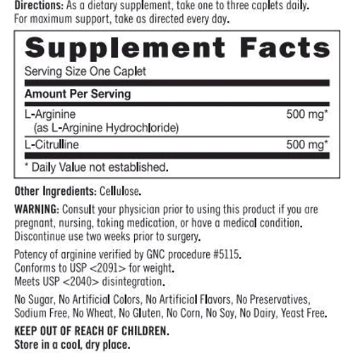 Аминокислота для спорта GNC L-Arginine & L-Citrulline 120 caps: Вкус Без вкуса