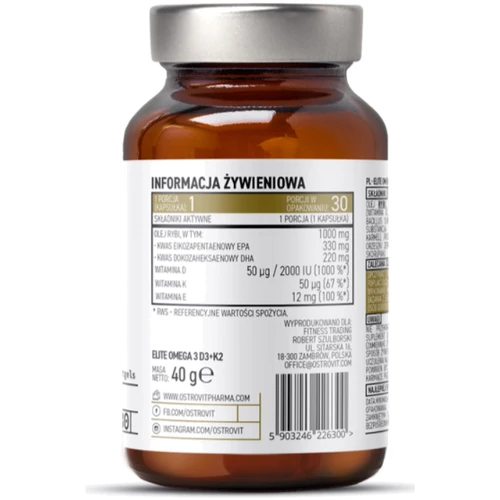 OstroVit Pharma Elite Omega 3 D3 + K2 30 caps / 30 servings: Форма выпуска Капсулы