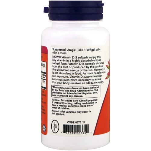 Now Foods Vitamin D-3 1,000 IU Softgels 360 caps: Форма выпуска Капсулы