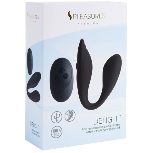 Двойной вибратор S Pleasures Premium Delight (для клитора и точки G, 10 режимов), черный