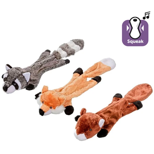 Плоска іграшка для собак Flamingo Plush Flat Toy лисиця бобер і єнот з пищалки 50х10 см: Виробник Flamingo