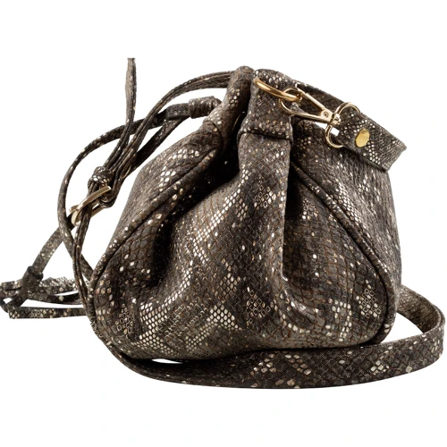 Женская сумка бакет-бэг Laskara коричневая (LK-10102-gold-snake): Стиль Повседневный (Casual)