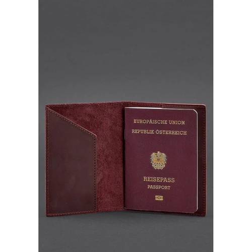 Обкладинка для паспорта із австрійським гербом BlankNote бордова (BN-OP-AT-vin-kr): Країна виробник Украина