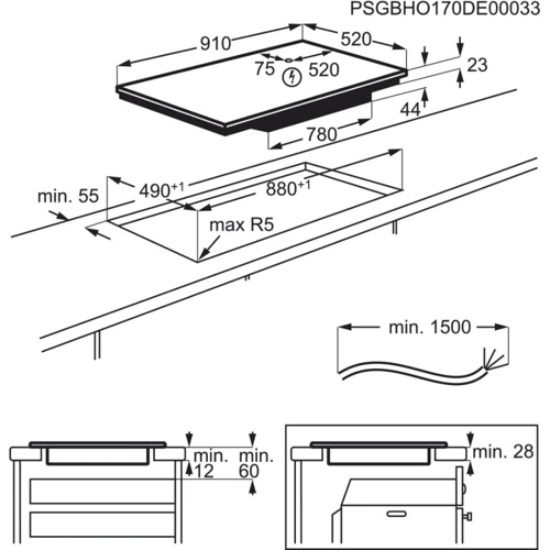 Варочная поверхность AEG IKE95454FB: Количество конфорок 5