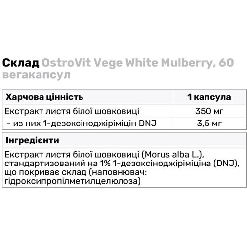 OstroVit Vege White Mulberry Комплекс для снижения веса 60 вегакапсул: Производитель OstroVit