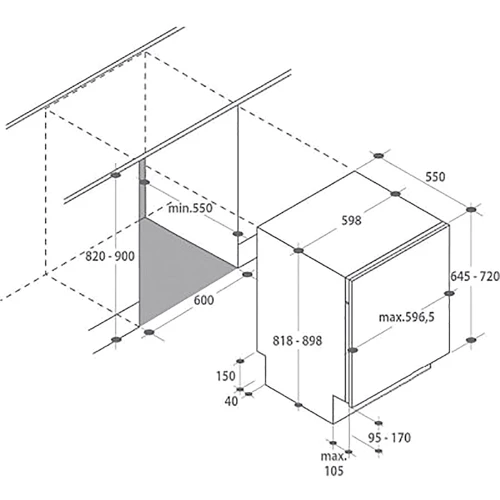 Встраиваемая посудомоечная машина Candy CDI 2D949: Размеры 82x44.5x54 см