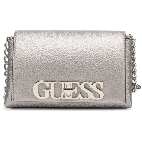 Женская сумка через плечо Guess Uptown Chic Mini Xbody Flap серебристая (HWMG7301780-PEW)