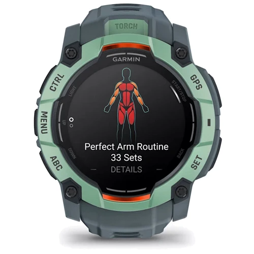 Смарт-часы Garmin Instinct 3 AMOLED 50mm Neotropic with Twilight Band (010-03020-01): Фитнес-функции Подсчет калорий, Секундомер, GPS-модуль, Пульсоксиметр, Альтиметр, Пульсометр, Шагомер