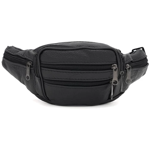 Мужская поясная сумка Borsa Leather черная (K1619p-black)