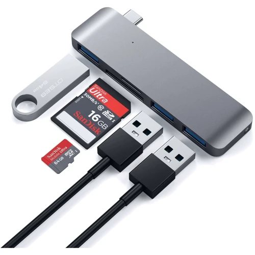 Адаптер Satechi Adapter Combo USB-C to micro SD+SD+3xUSB3.0 Space Grey (ST-TCUHM) фото 4