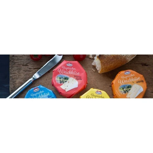 Сыр Coburger Bayerischer Weichkäse Blau-schimmel с голубой плесенью 60% 150 г (DLR4928): Вес нетто 150 г