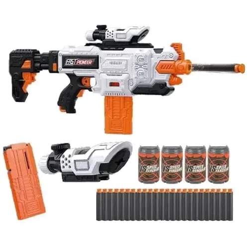Іграшковий кулемет Fast Pioneer Electric з прицілом та м'якими патронами у магазині 24 шт. (BIG508)