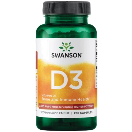 Swanson Vitamin D3 Bone and Immune Health 2000 IU (50mcg) Вітамін D3 250 капсул