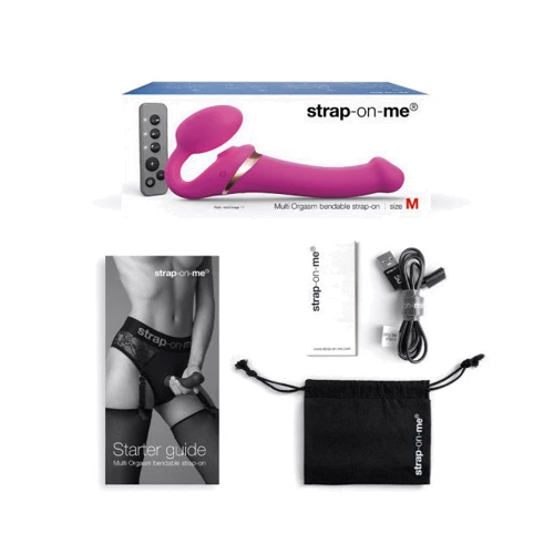Безремневой вибрострапон с вакуумной стимуляцией Strap-On-Me Multi Orgasm - M - Fuchsia