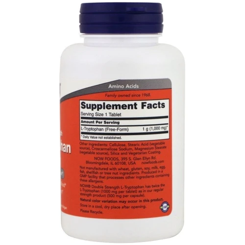 NOW Foods L-TRYPTOPHAN 1000 MG 60 TABS L-триптофан: Тип Триптофан