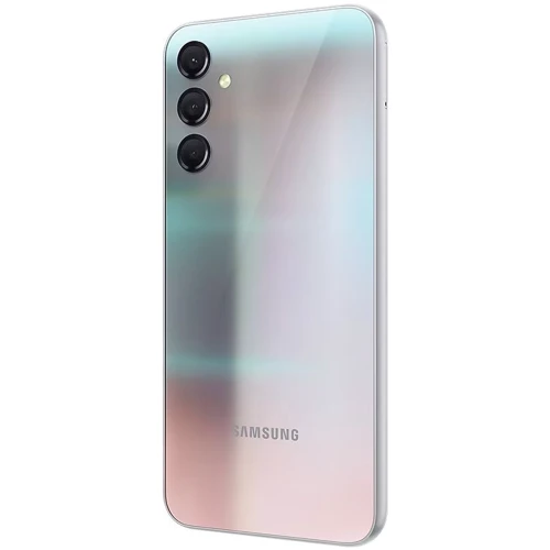 Смартфон Samsung Galaxy A24 4/128Gb Silver A245F: Камера Тройная 50 Мп (f/1.8) + 5 Мп (f/2.2) + 2 Мп (f/2.4) / LED вспышка / HDR / Фронтальная 13 Мп (f/2.2)
