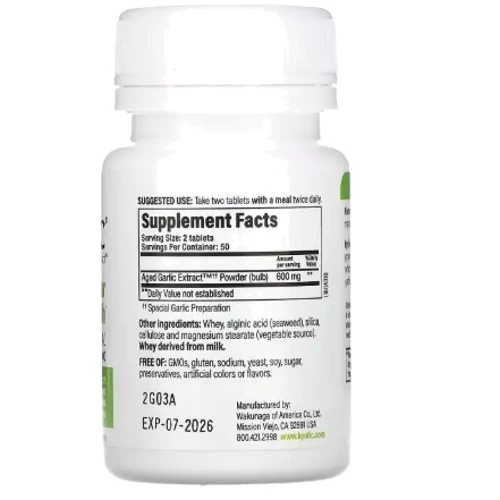 Kyolic Aged Garlic Extract Cardiovascular Health Original Formula 100 Экстракт выдержанного чеснока 100 таблеток: Форма выпуска Таблетки