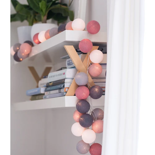 Гирлянда Cotton ball lights на 10 шаров 2,7м, Dirty Rose: Количество ламп 10