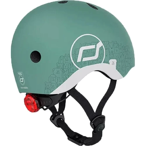 Шлем детский Scoot and Ride Зеленый с фонариком 45-51см (SR-210225-FOREST): Цвет зеленый