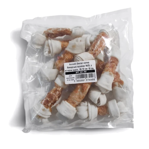 Лакомства AnimAll Dental Кость баварская узловая для собак с мясом курицы 10-12 см №2L 10 шт. (4498) фото 1