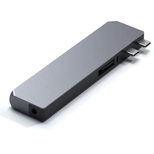 Адаптер Satechi Adapter Aluminum USB-C to 2xUSB-C+USB+HDMI+RJ45+SD+3.5mm Space Gray (ST-UCPHMXM): Дополнительные разъемы 3.5mm Headphone, SD+TF Card, Ethernet, HDMI, USB-C