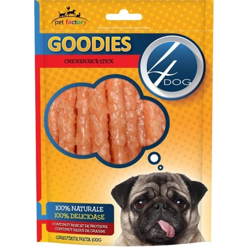 Лакомство для собак 4Dog палочки с курицей и рисом 100 г (5949060207897)