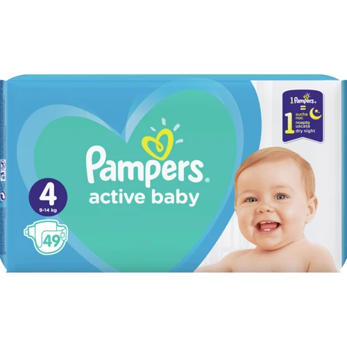 Подгузники Pampers Active Baby Maxi Размер 4 (9-14 кг), 49 шт (8001090949851): Размер подгузника 4 (L)