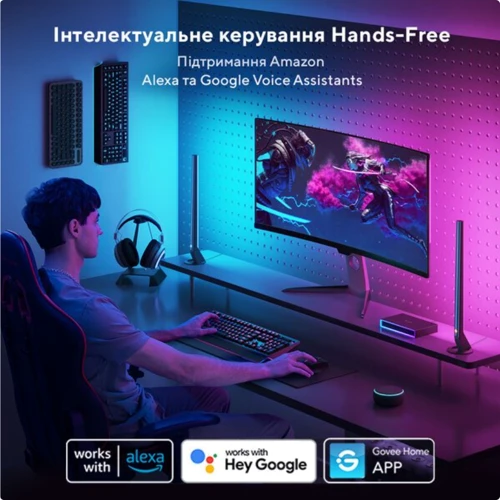 Набір адаптивного підсвічування Govee H6601 HDMI AI Gaming Kit RGBIC чорний (H6601311) фото 8