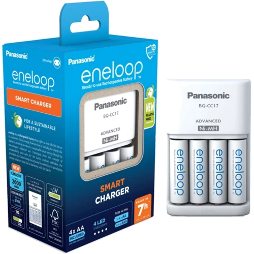 Panasonic Eneloop Advanced BQ-CC17 + Eneloop 4xAA 2000 mAh plastic free pack (K-KJ17MCD40E)