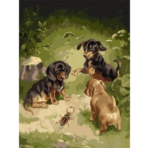 Картина за номерами Ідейка Ігри цуценят ©Carl Reichert 30х40 см (KHO4363)