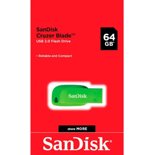USB-флешка SanDisk 64GB Cruzer Blade USB 2.0 Green (SDCZ50C-064G-B35GE): Стандарт USB USB 2.0