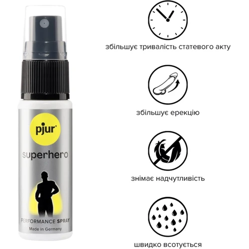 Пролонгирующий спрей pjur Superhero Spray 20 мл, впитывается в кожу, натуральные компоненты